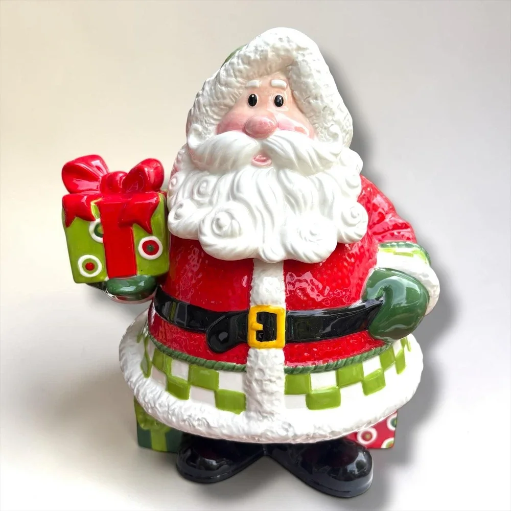 Fitz‎ and Floyd Holiday Cheer Santa Cookie Jar Christmas Ceramic Canister 2008